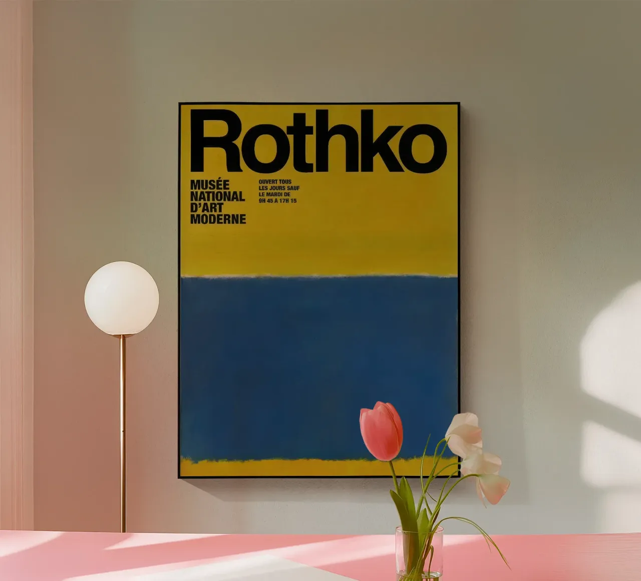 Mark Rothko Bleu sur jaune plexiglas de traveler