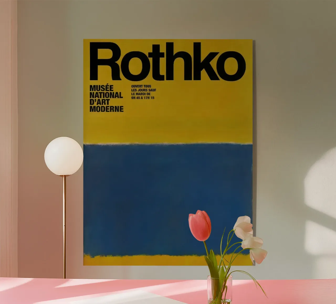 Mark Rothko Bleu sur jaune plexiglas de traveler