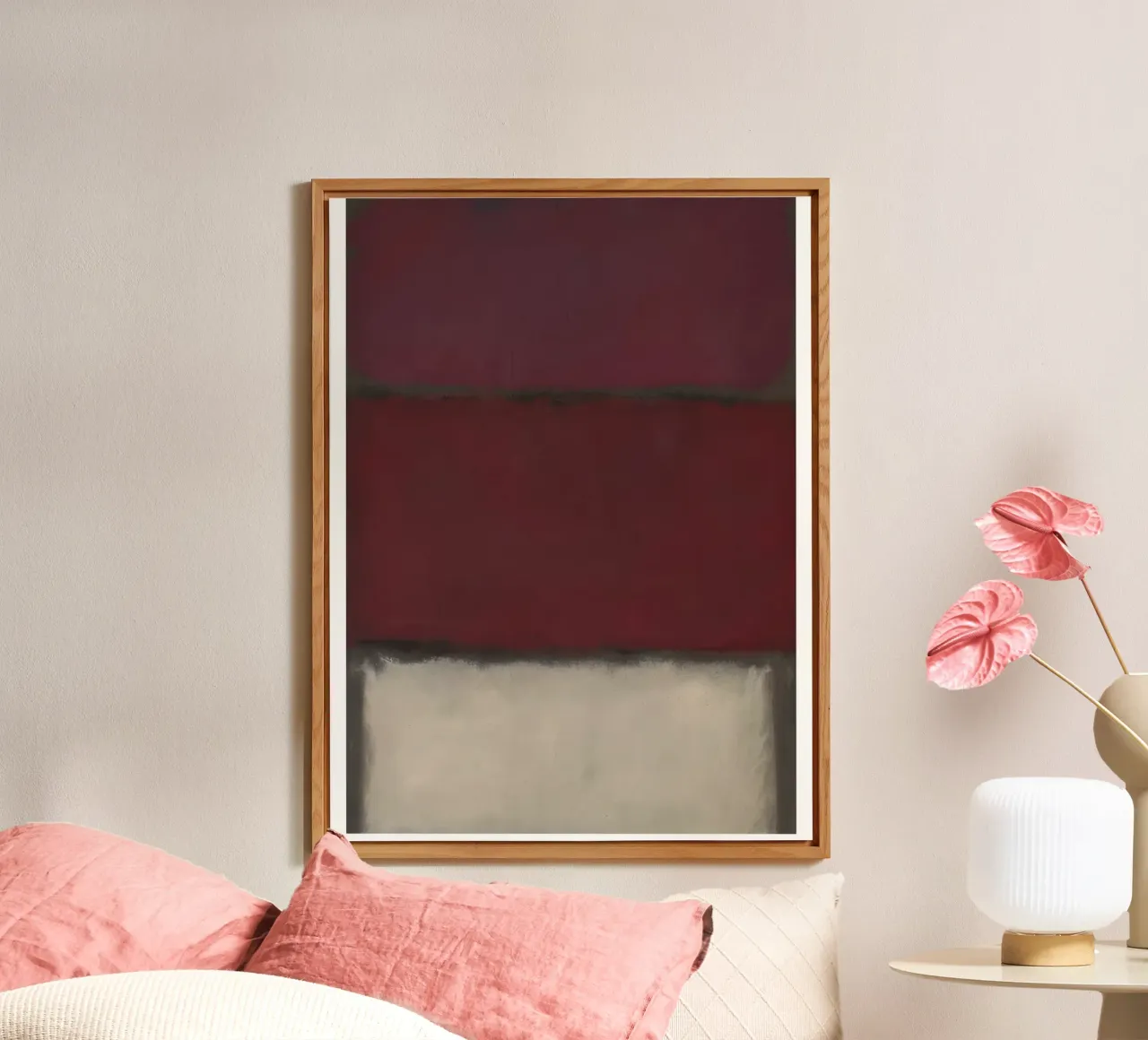 Mark Rothko Borgogna, rosso e bianco alluminio dibond da traveler