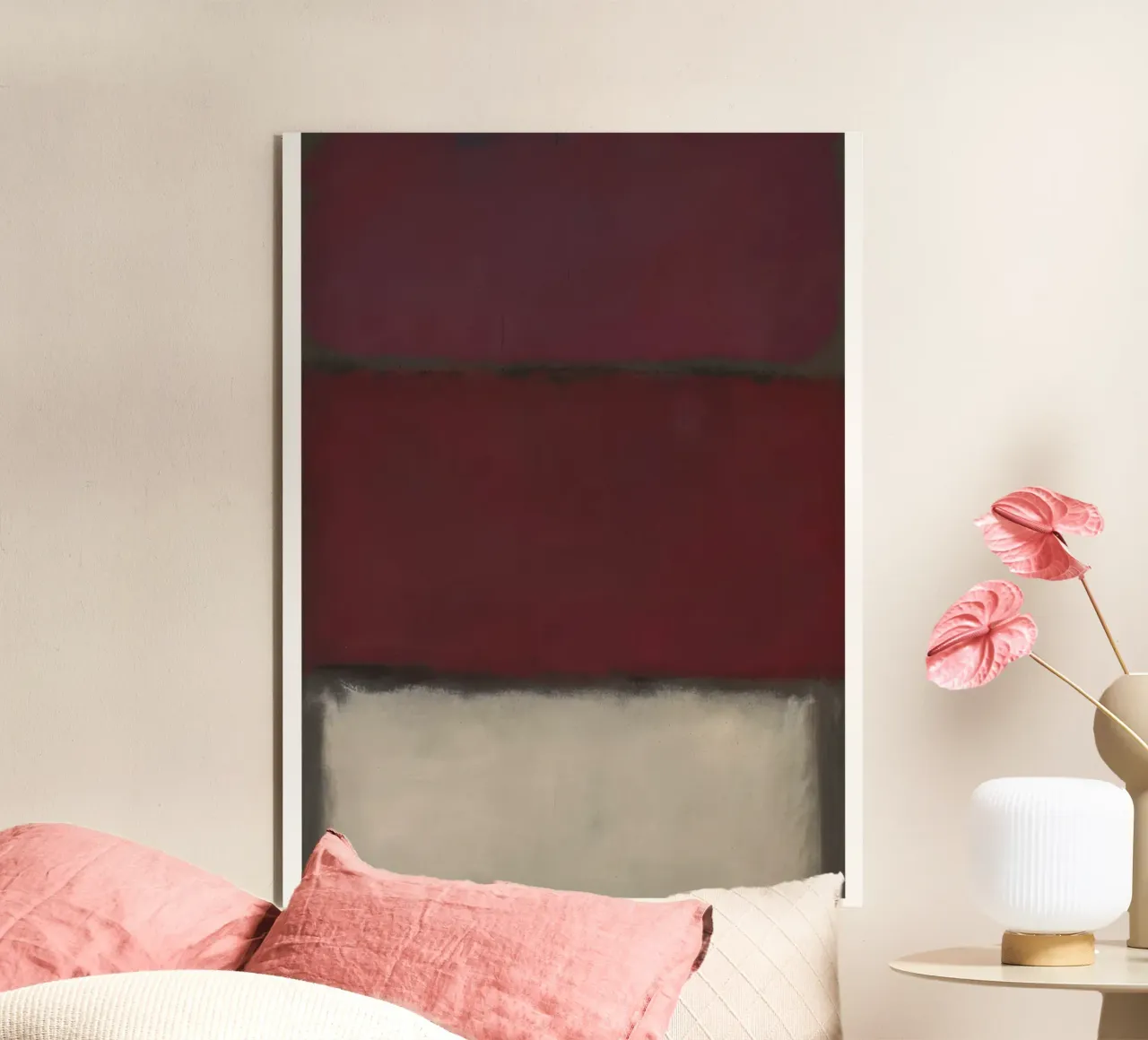 Mark Rothko Borgogna, rosso e bianco alluminio dibond da traveler
