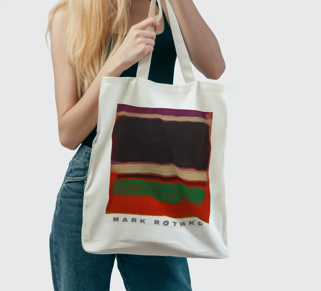 Magenta, nero e verde su arancione borsa in juta da traveler