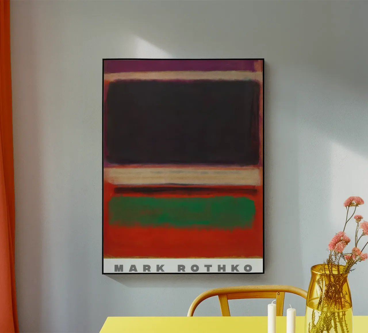 Magenta, nero e verde su arancione plexiglass da traveler