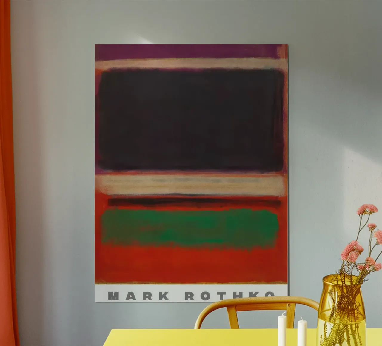 Magenta, nero e verde su arancione poster da traveler