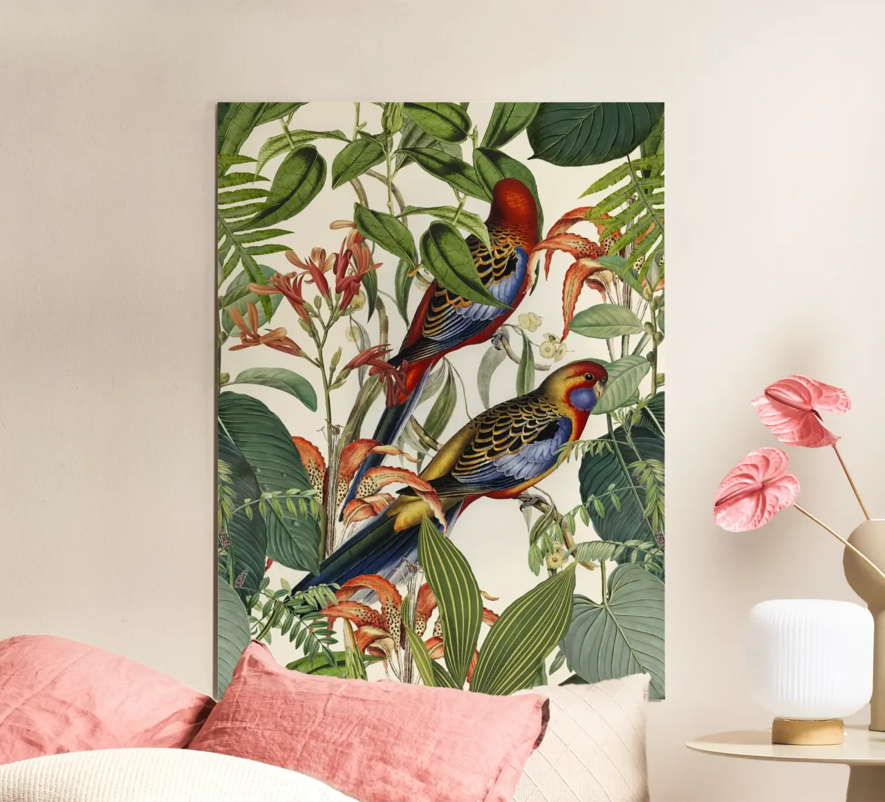 Il giardino esotico dei parrocchetti poster con telaio in alluminio da Andrea Haase Vintage World