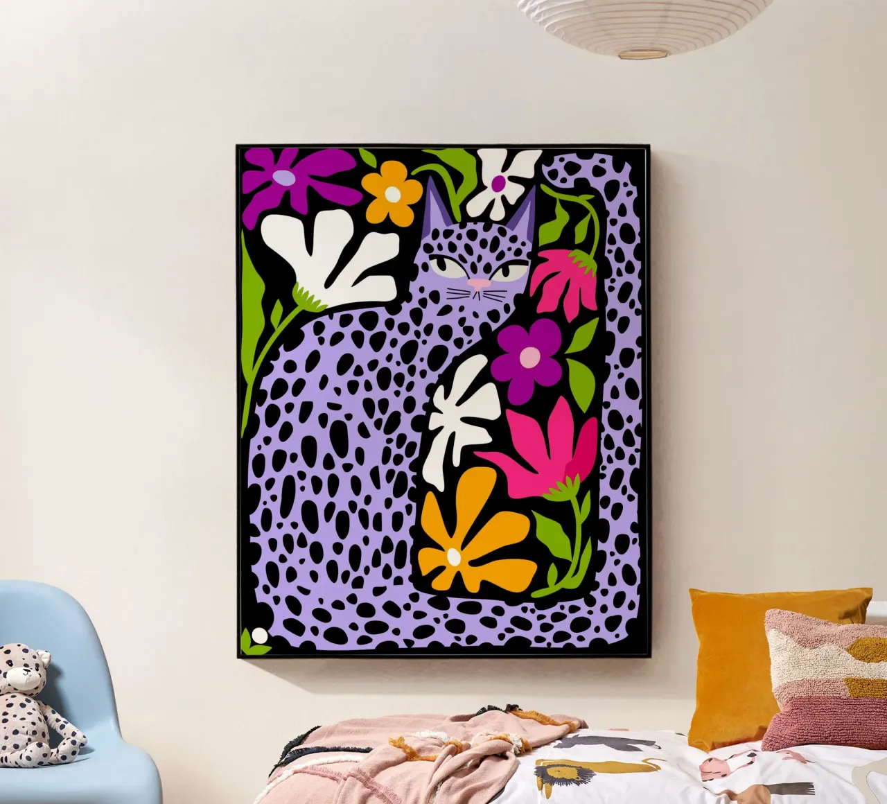 Chat violet caché plexiglas de 83oranges.com