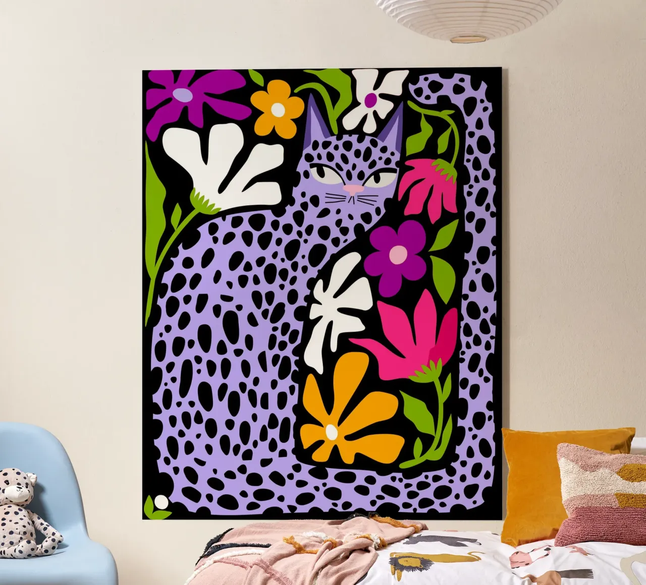 Chat violet caché plexiglas de 83oranges.com