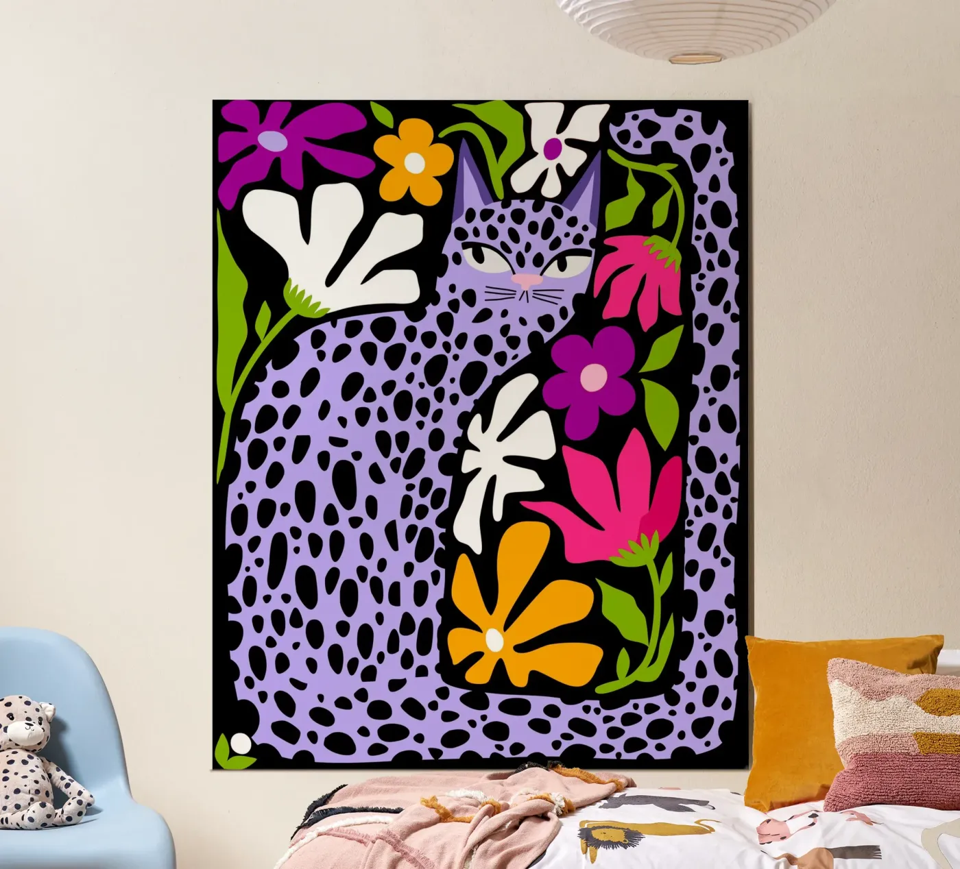 Chat violet caché poster de 83oranges