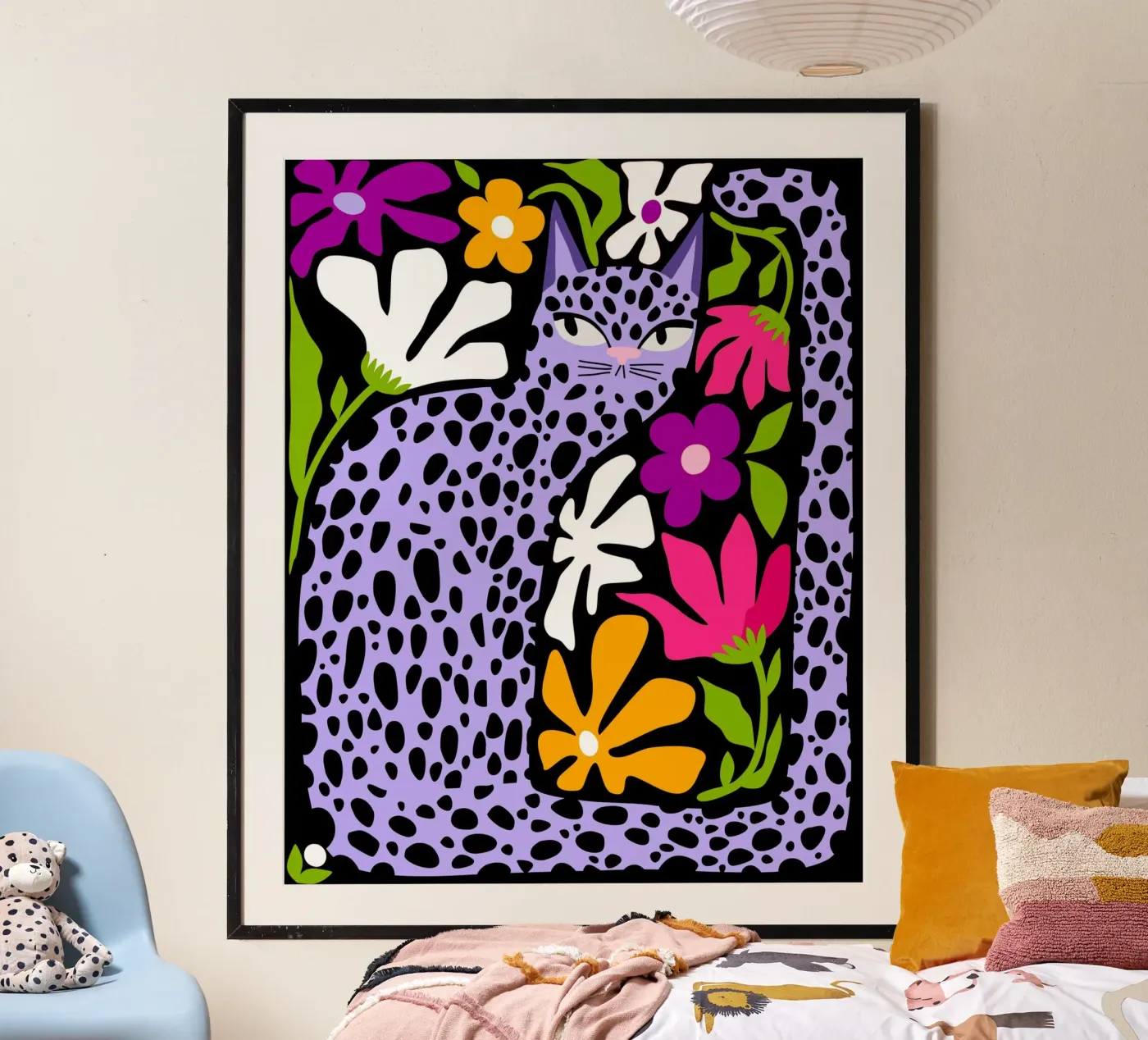 Chat violet caché poster de 83oranges