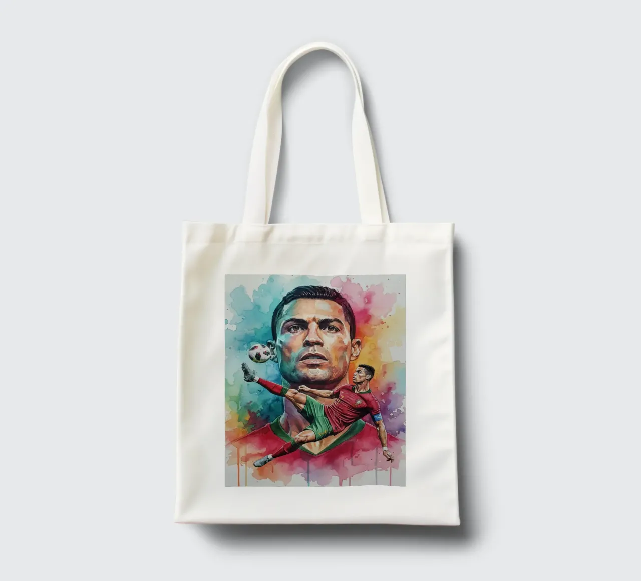 L'iconico calcio di bicicletta di CR7 borsa in juta da Kalis