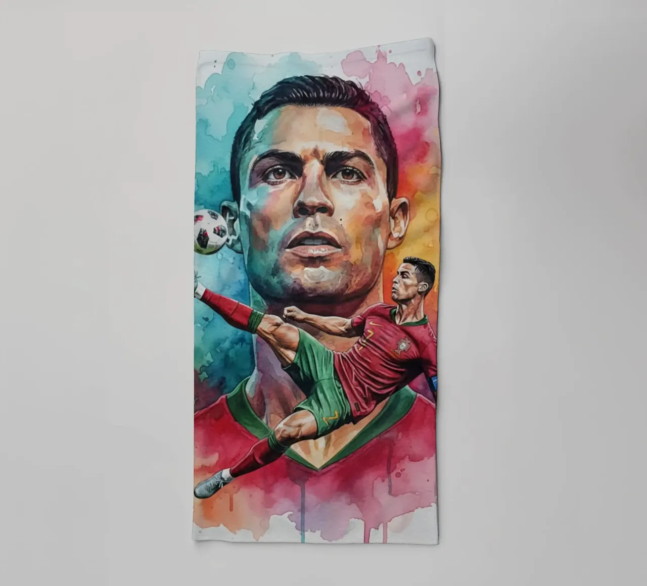 L'iconico calcio di bicicletta di CR7 asciugamano da bagno da Kalis