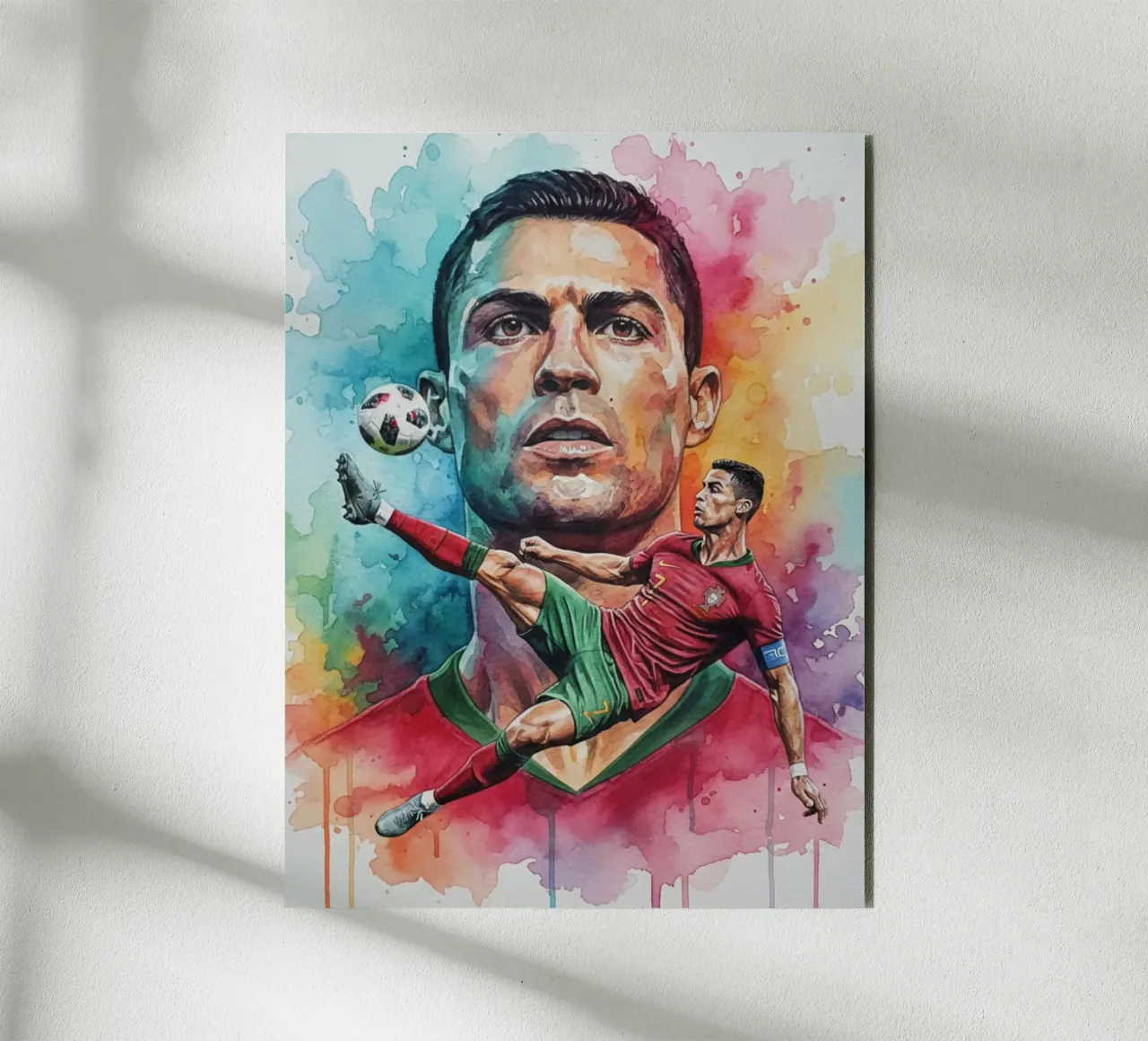 L'iconico calcio di bicicletta di CR7 alluminio dibond da Kalis