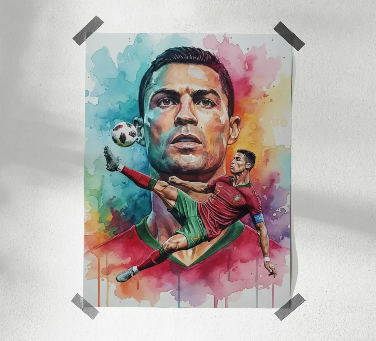 L'iconico calcio di bicicletta di CR7 carta hahnemühle da Kalis
