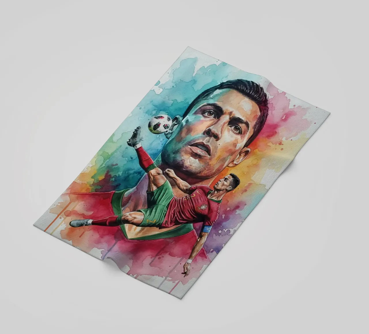 L'iconico calcio di bicicletta di CR7 telo mare da Kalis