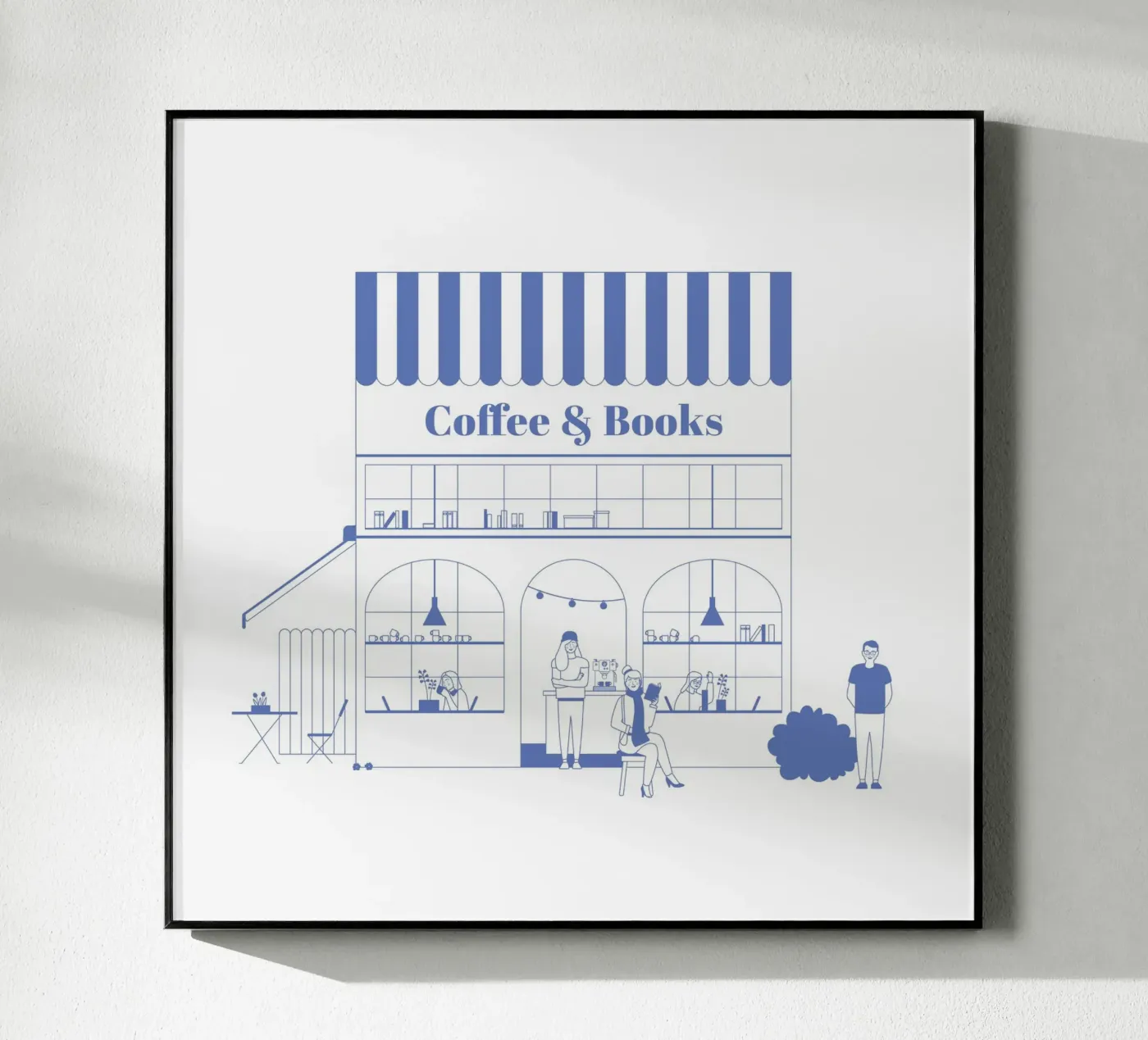 Illustrazione di libri e caffè (Quadrat) plexiglass da janamossmann