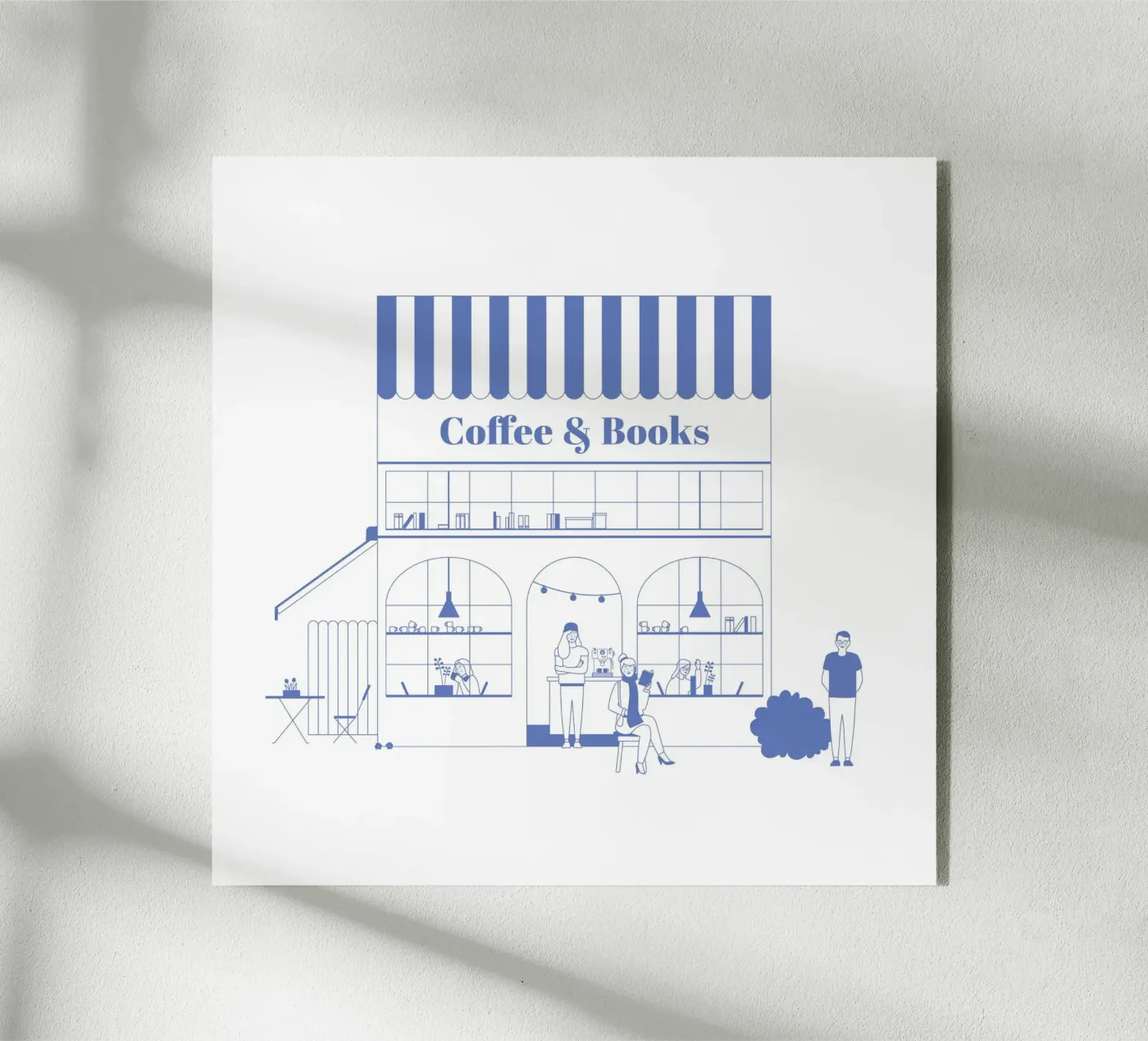 Illustrazione di libri e caffè (Quadrat) plexiglass da janamossmann