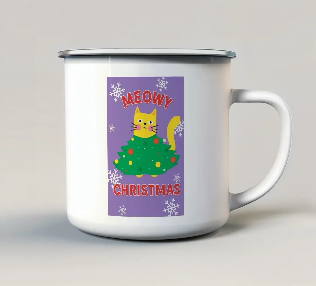 gatto di Natale miagolante tazza in smalto da Avocadoz