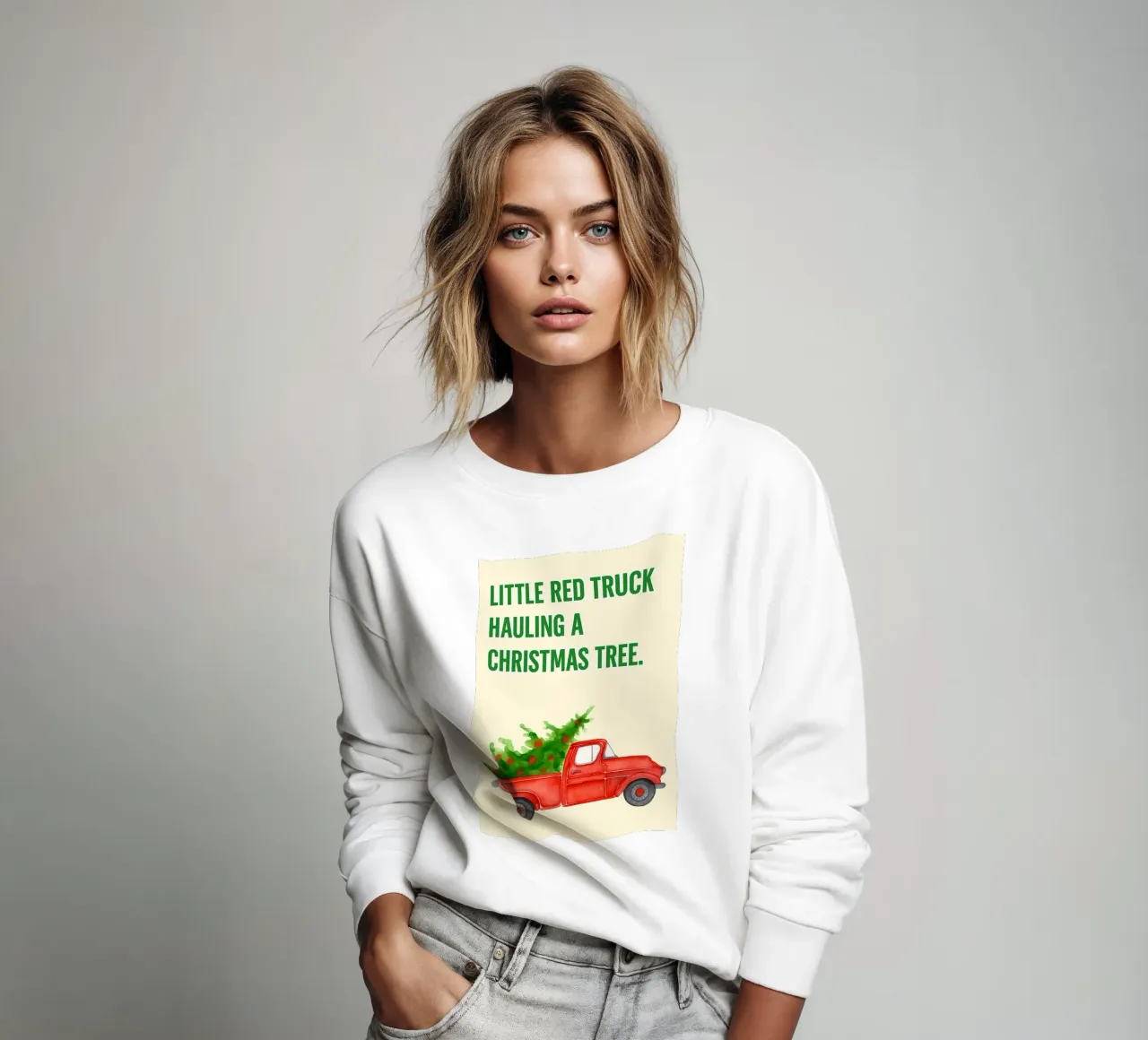 pequeño camión rojo transportando un árbol de navidad sudadera de Avocadoz