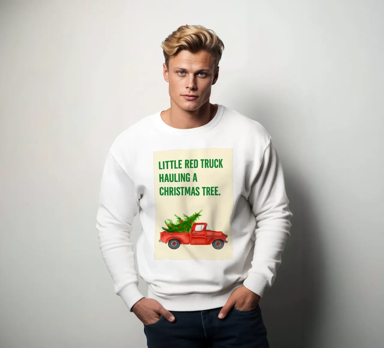 pequeño camión rojo transportando un árbol de navidad sudadera de Avocadoz