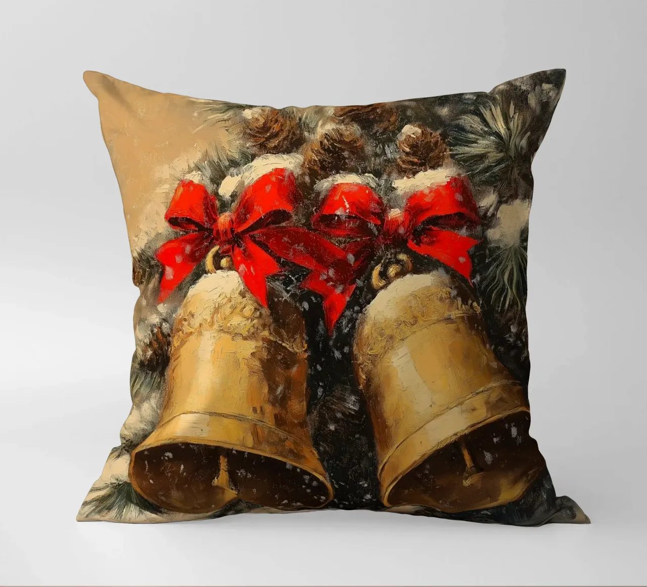 Campane di Natale in un ramo di abete cuscino da Cozy Vibes