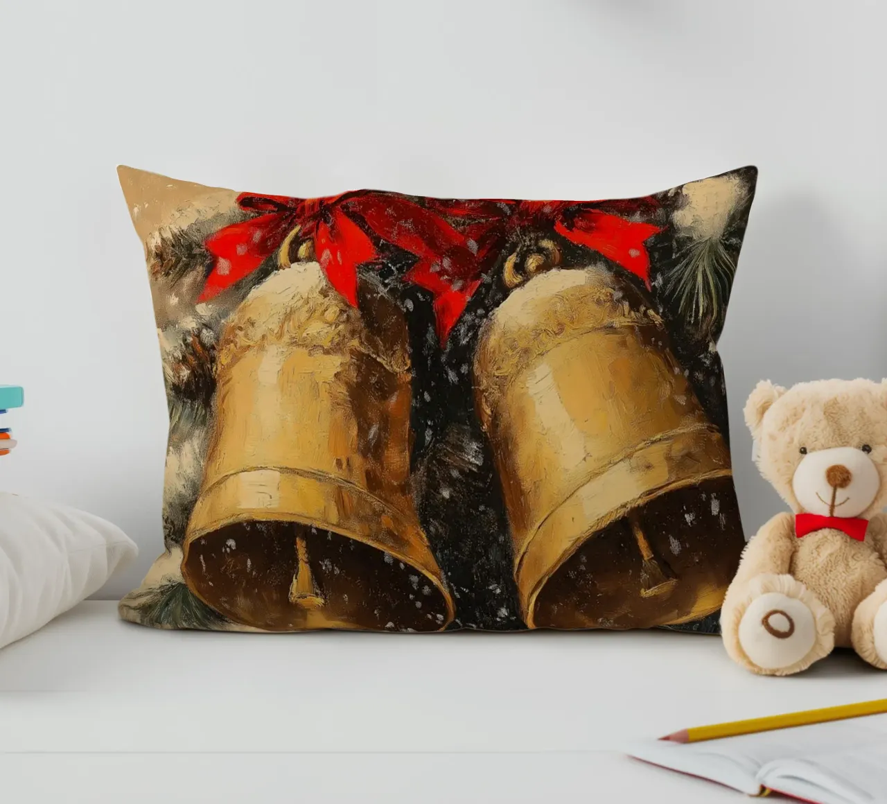 Campane di Natale in un ramo di abete cuscino da Cozy Vibes
