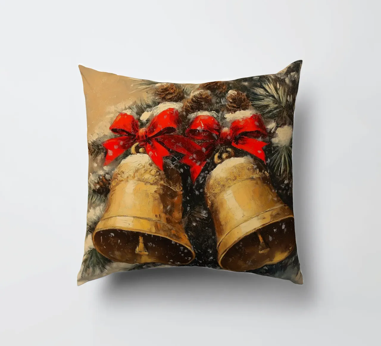 Campane di Natale in un ramo di abete cuscino da Cozy Vibes