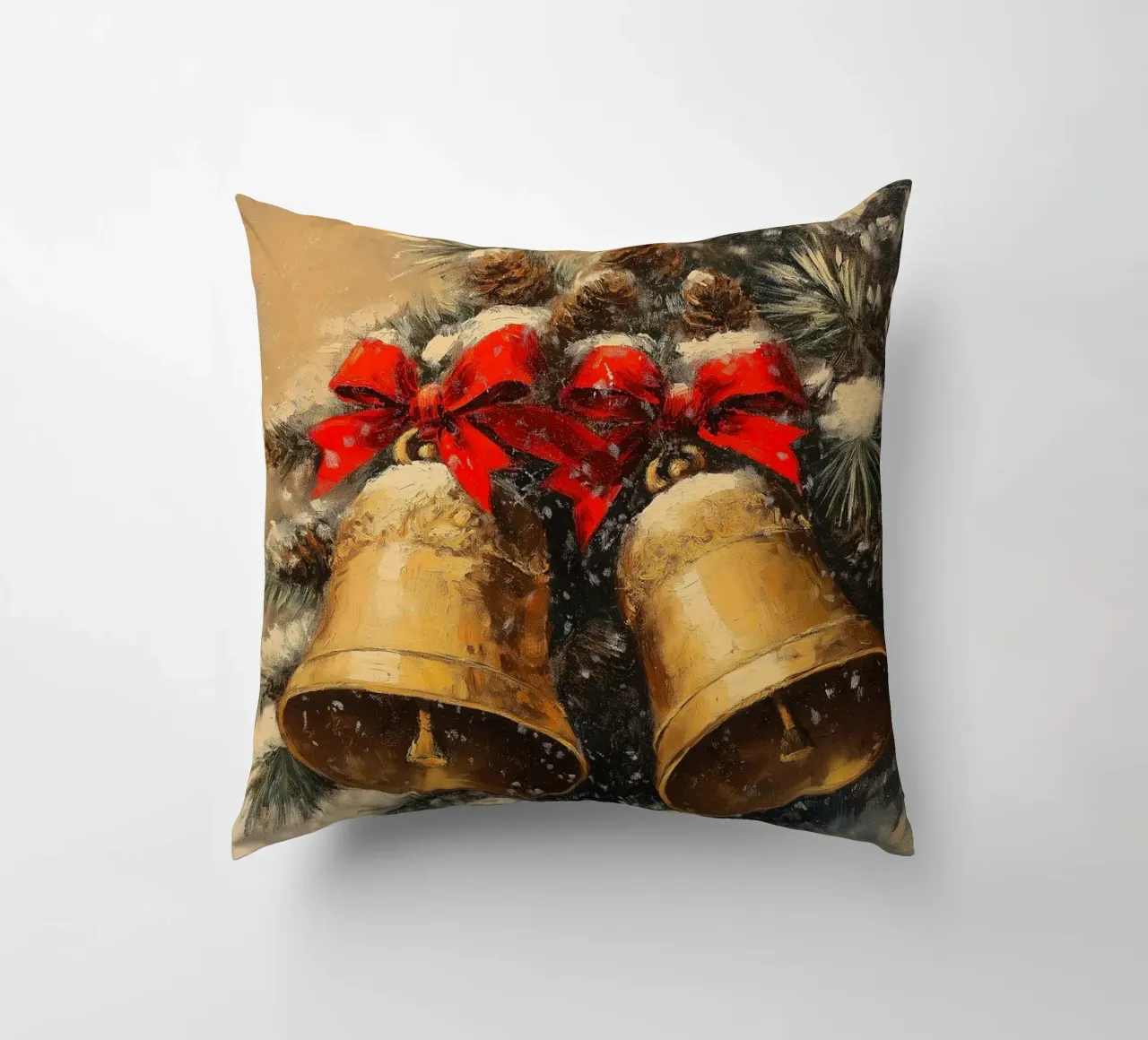 Campane di Natale in un ramo di abete cuscino da Cozy Vibes