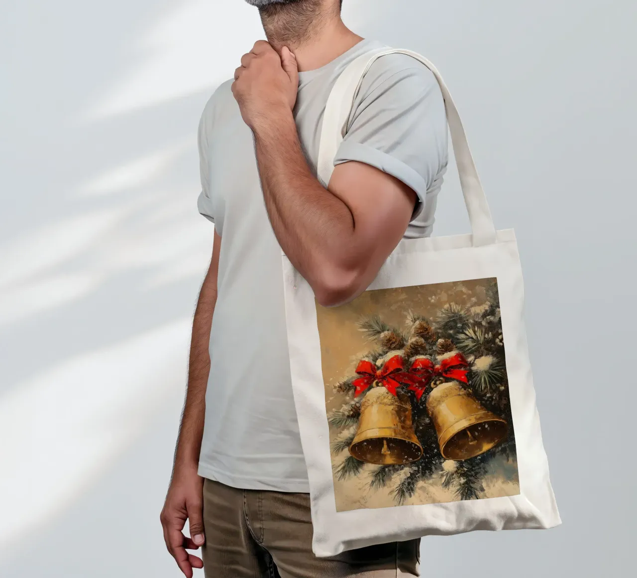 Campane di Natale in un ramo di abete borsa in juta da Cozy Vibes