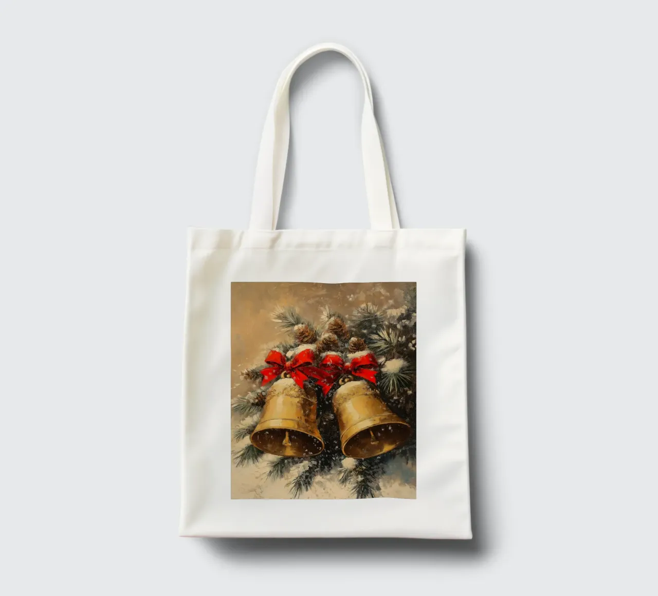 Campane di Natale in un ramo di abete borsa in juta da Cozy Vibes