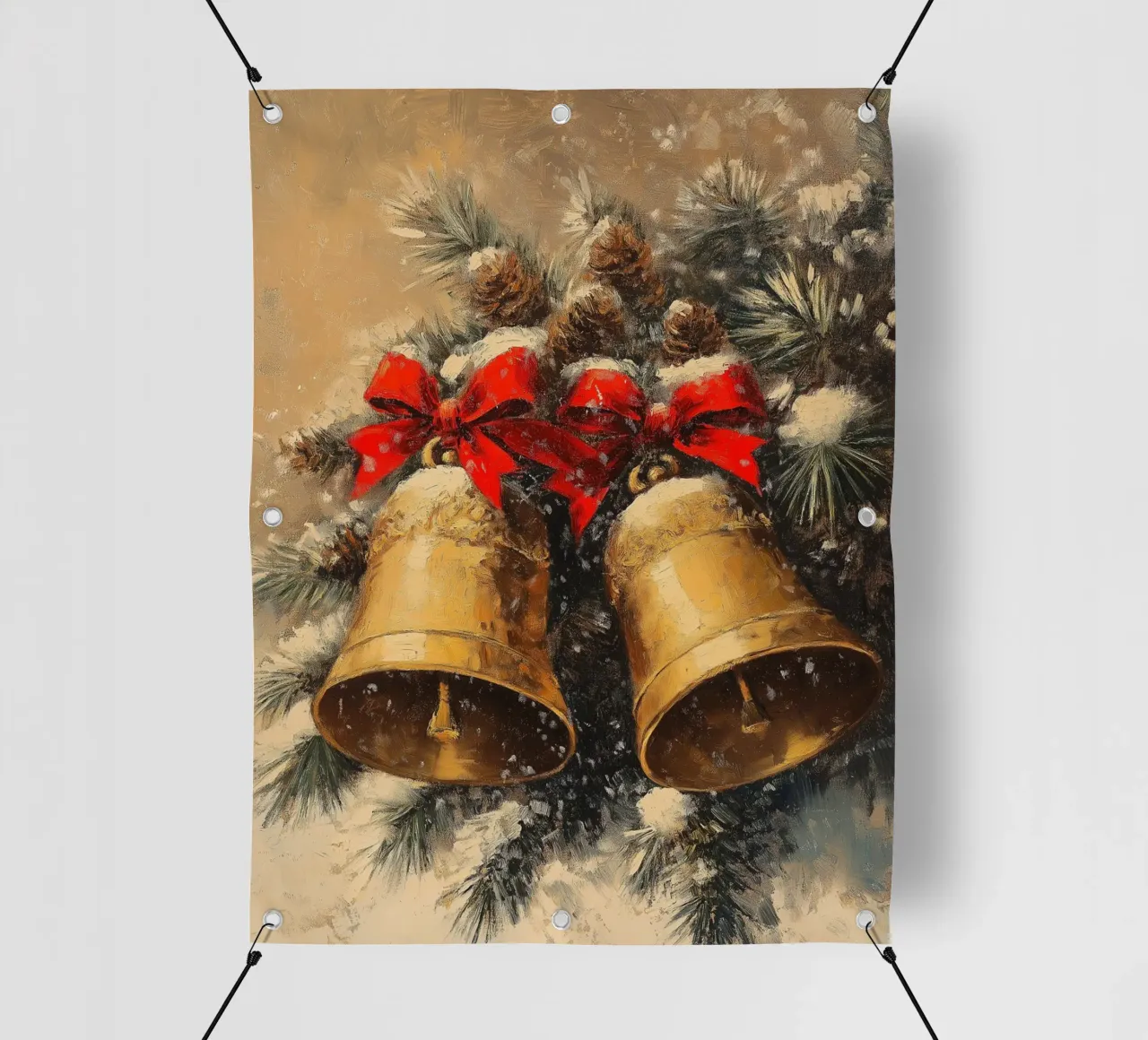 Campane di Natale in un ramo di abete telo in pvc da Cozy Vibes