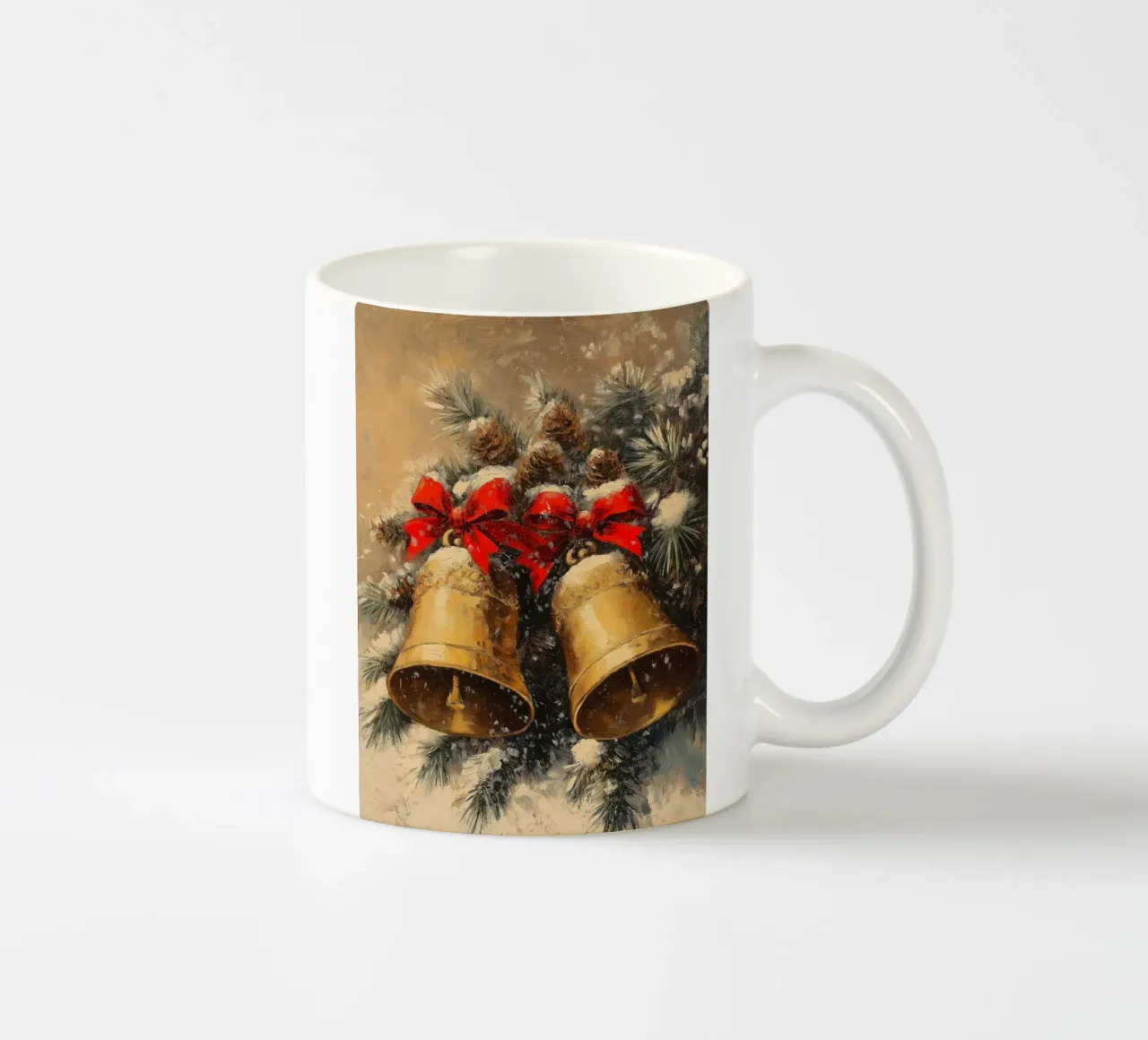 Campane di Natale in un ramo di abete tazza in ceramica da Cozy Vibes