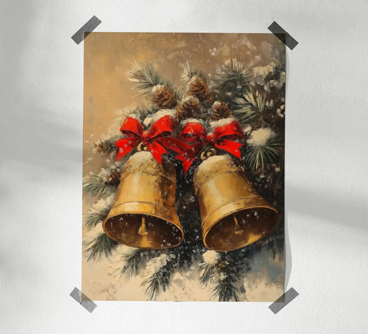 Campane di Natale in un ramo di abete carta hahnemühle da Cozy Vibes