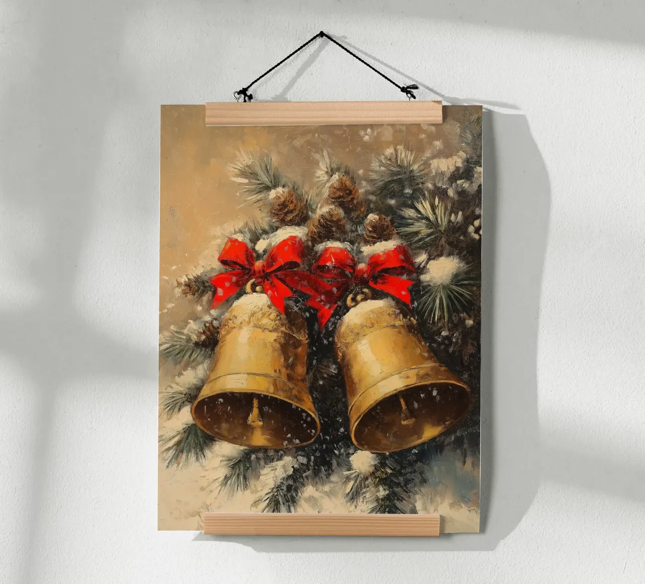 Campane di Natale in un ramo di abete carta hahnemühle da Cozy Vibes