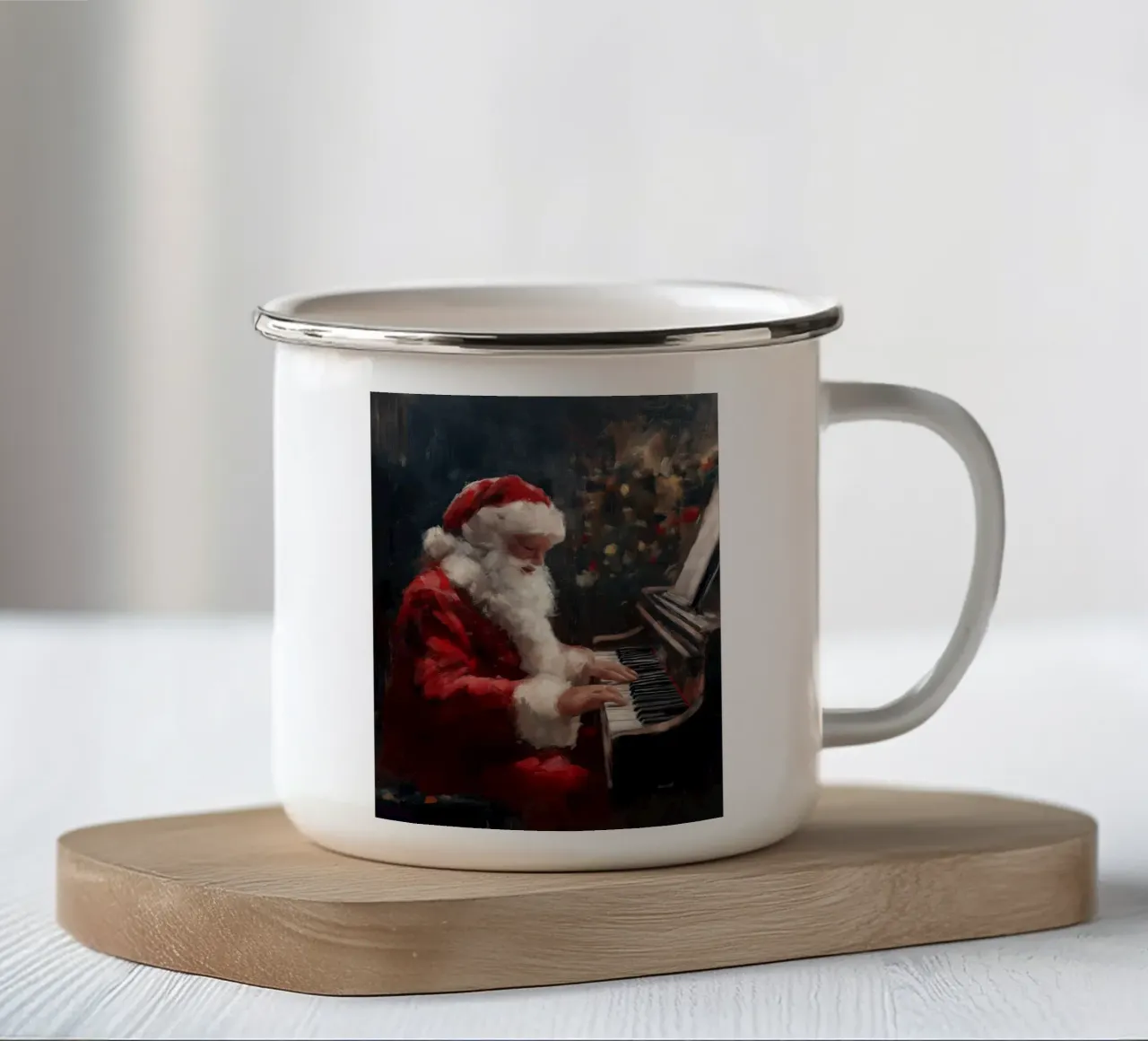 Babbo Natale fa musica tazza in smalto da Cozy Vibes