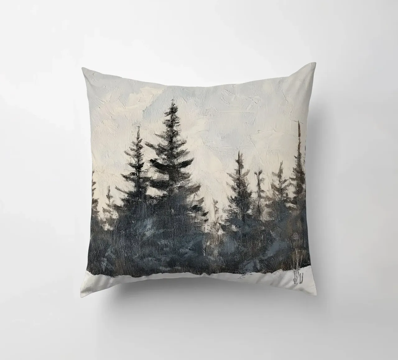 Silenzio invernale nella foresta di abeti rossi - pace nella luce della neve cuscino da Cozy Vibes