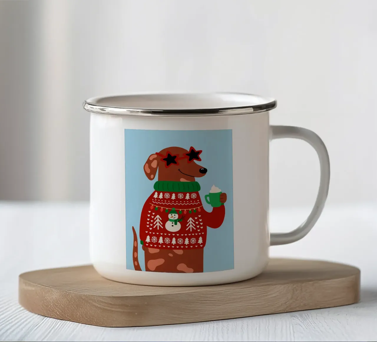 Buon Natale cane tazza in smalto da Avocadoz