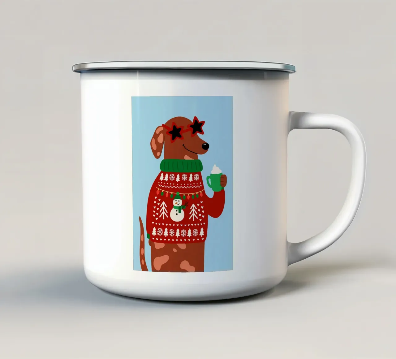 Buon Natale cane tazza in smalto da Avocadoz