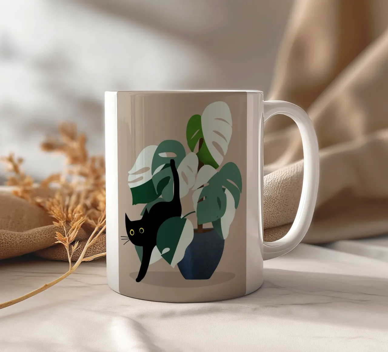 cat on the vase tazza in ceramica da scoten