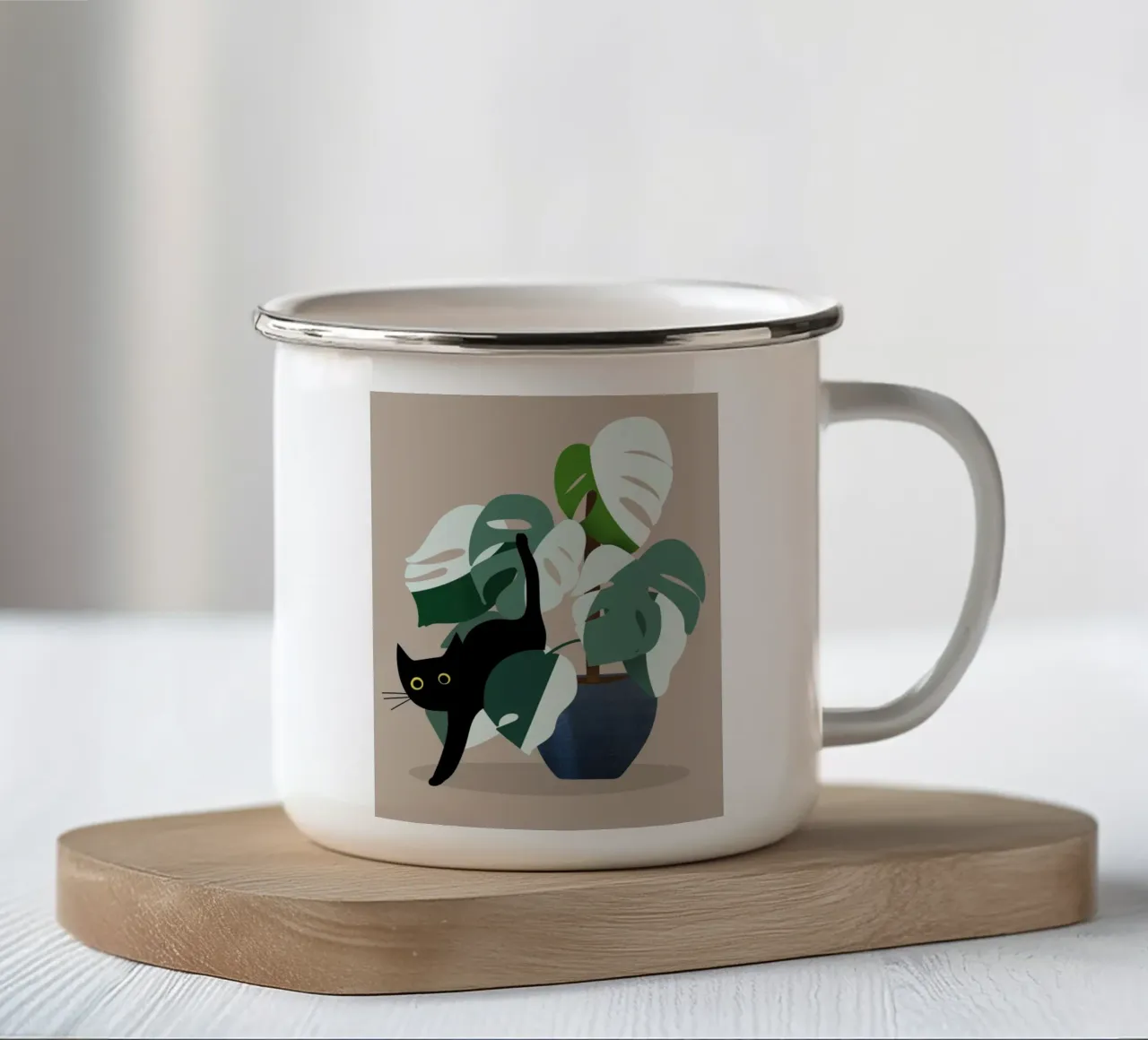 cat on the vase tazza in smalto da scoten