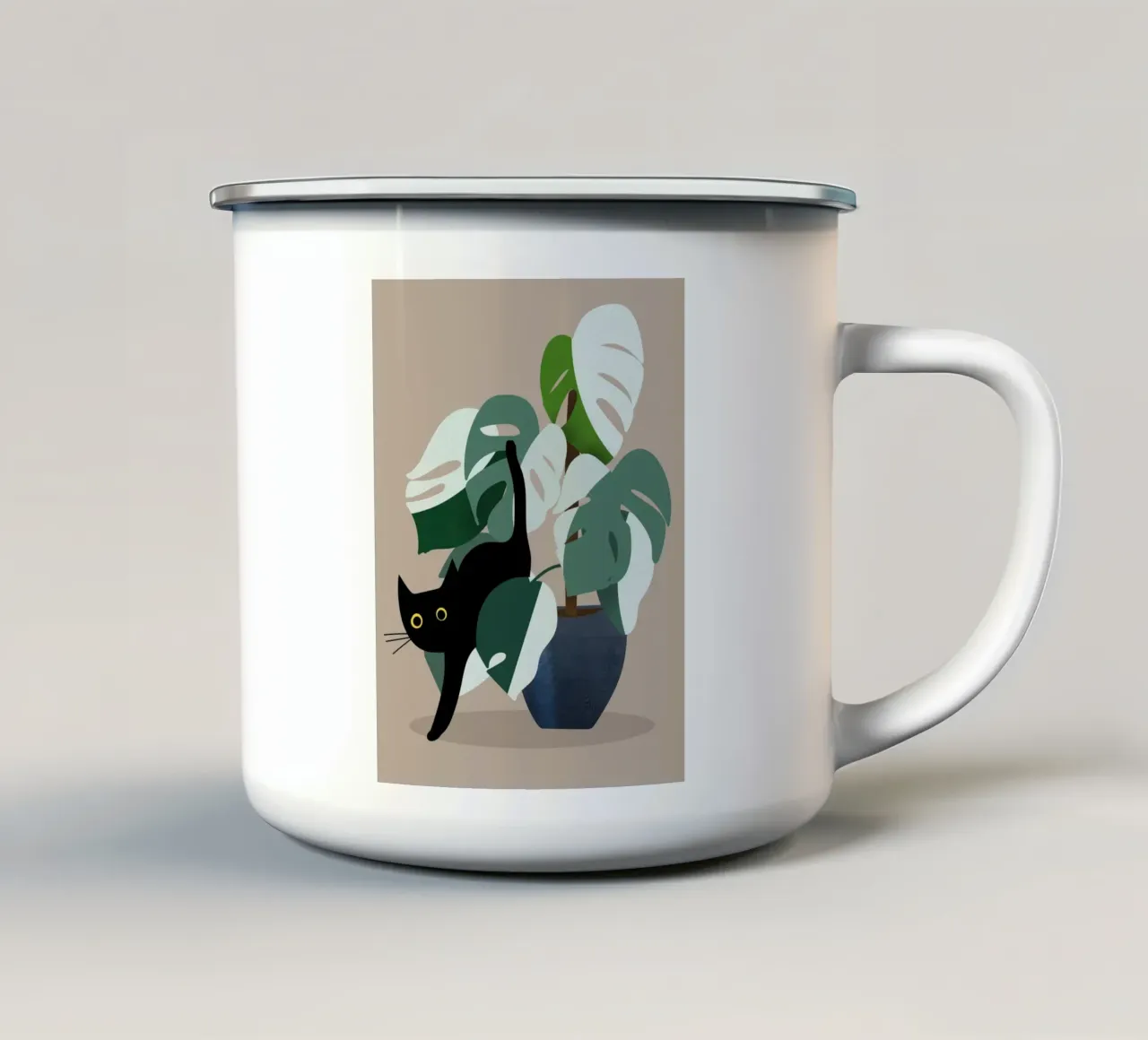 cat on the vase tazza in smalto da scoten