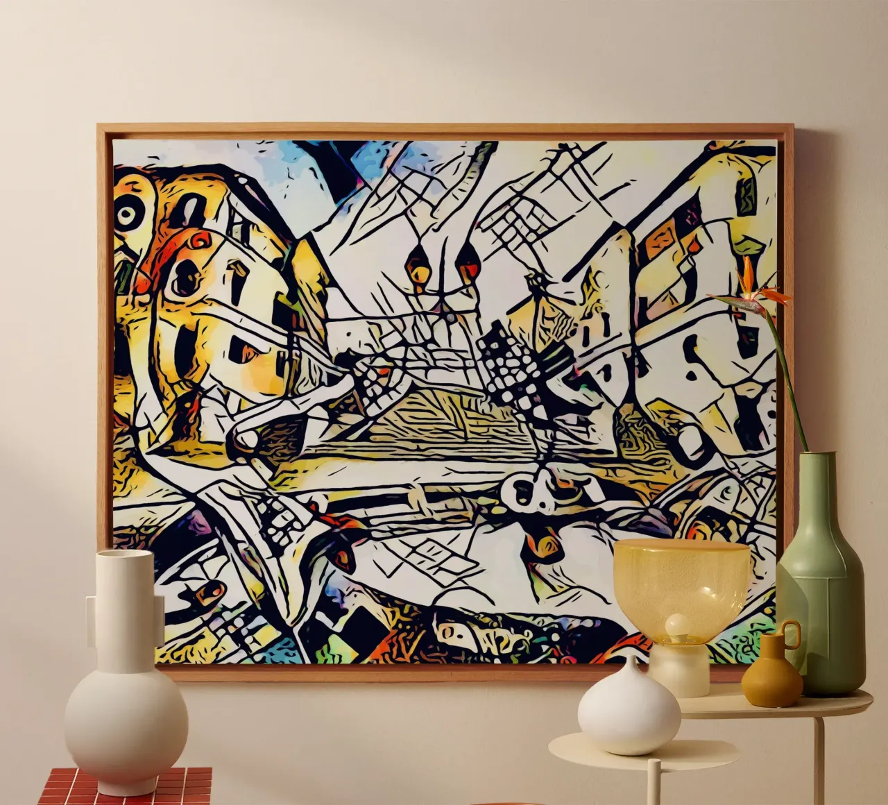 Kandinsky ontmoet Rome #2 canvas met Baklijst van ZAMART