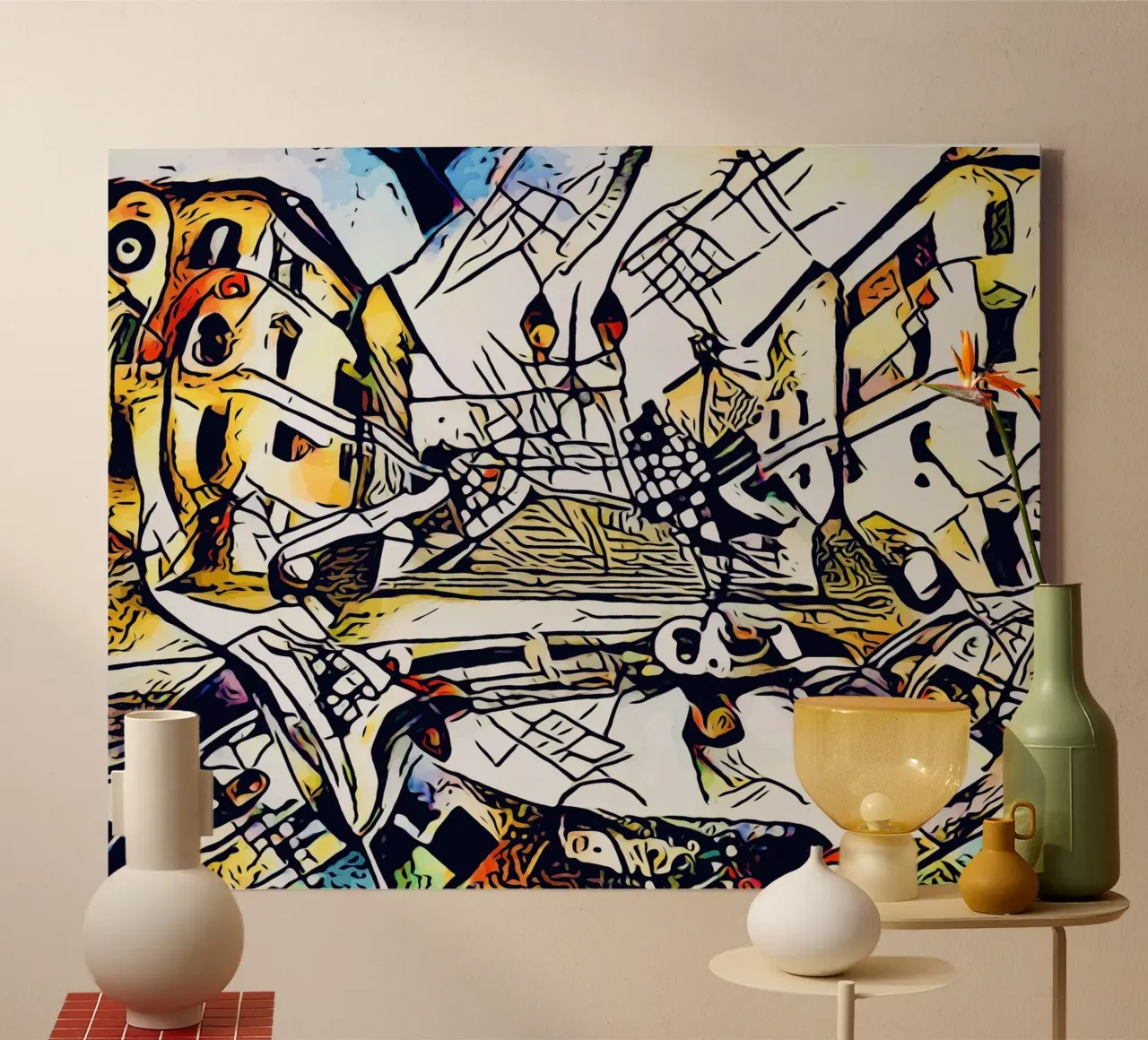 Kandinsky ontmoet Rome #2 canvas met Baklijst van ZAMART