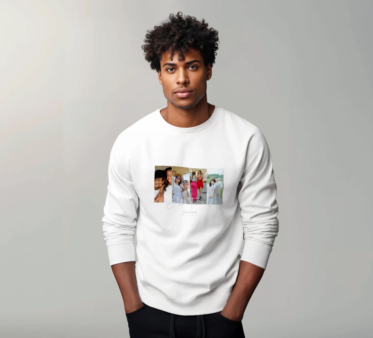 Collage personalizado de 4 fotos de los mejores amigos sudadera de Shark Printables