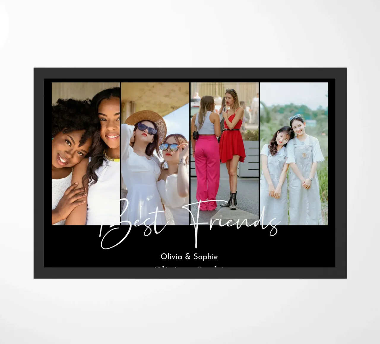Personalised Best Friends Custom 4 Photo Collage doormat by Shark Printables