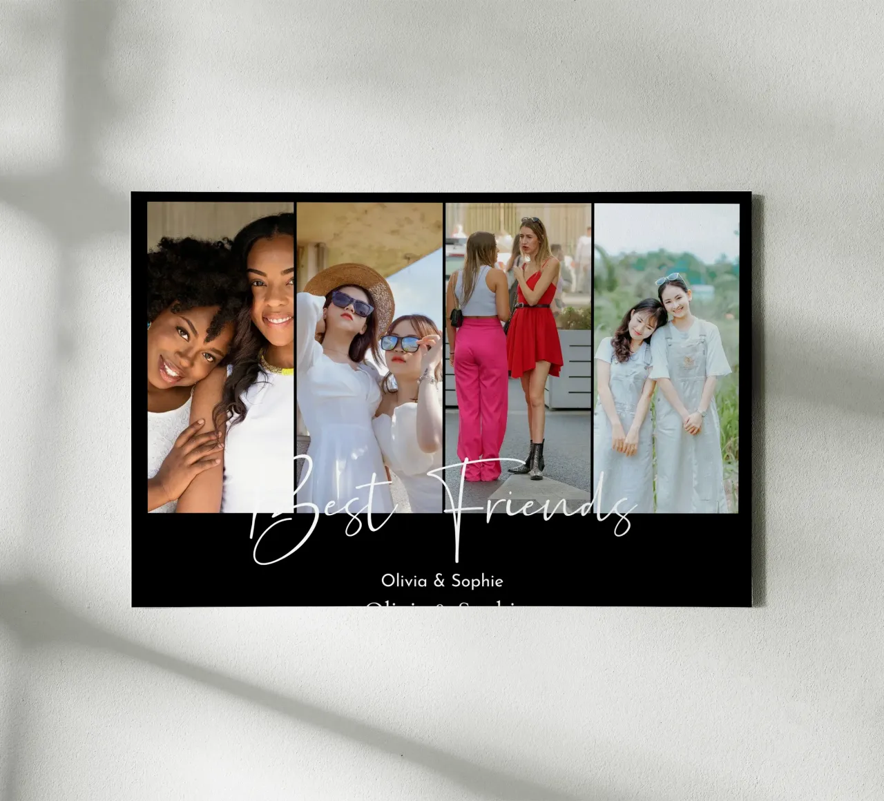 Gepersonaliseerde fotocollage Best Friends Custom 4 canvas met Baklijst van Shark Printables
