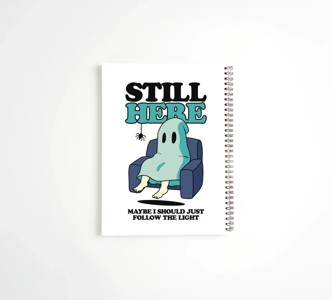 A ghost on the sofa spiral notebook by TeeLab