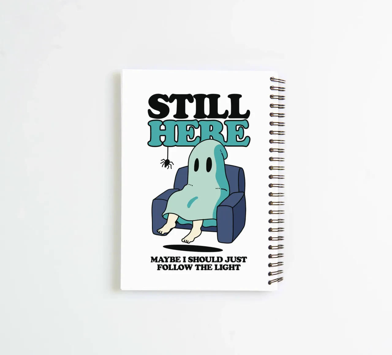 A ghost on the sofa spiral notebook by TeeLab