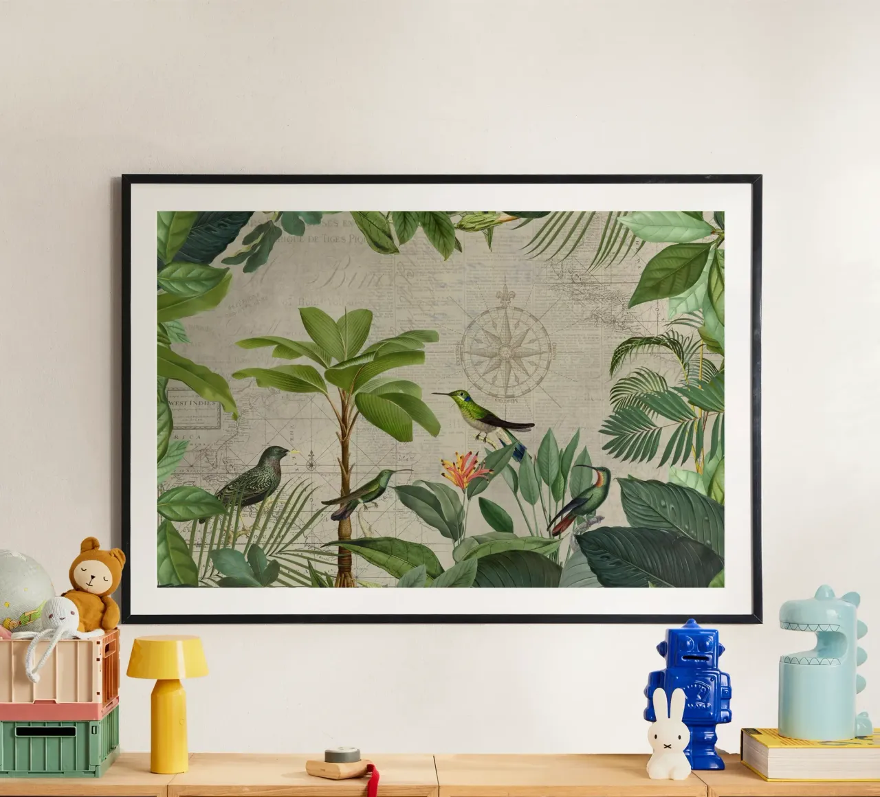 Colibrì verde paradiso tropicale poster con telaio in plastica da Andrea Haase Vintage World