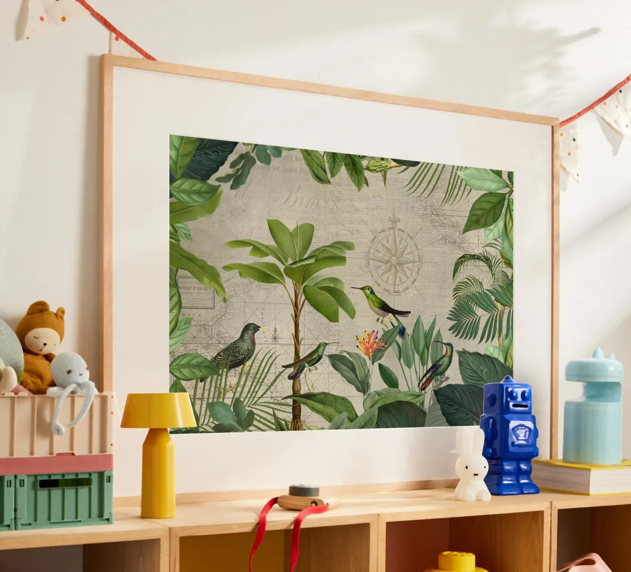 Colibrì verde paradiso tropicale poster con telaio in plastica da Andrea Haase Vintage World