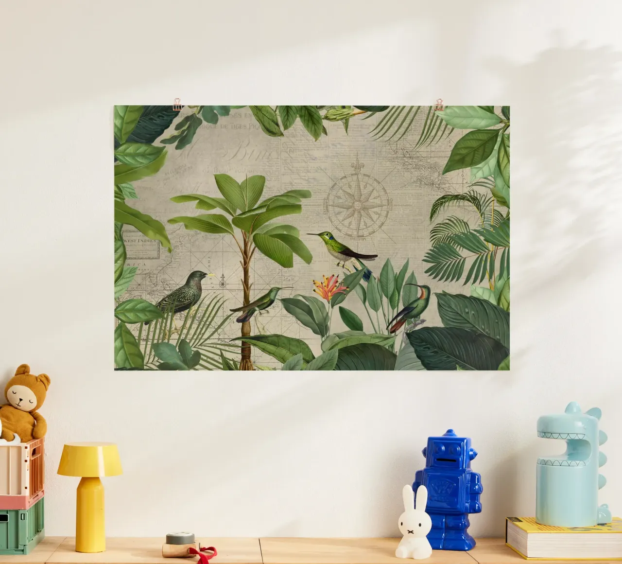 Colibrì verde paradiso tropicale poster con telaio in plastica da Andrea Haase Vintage World