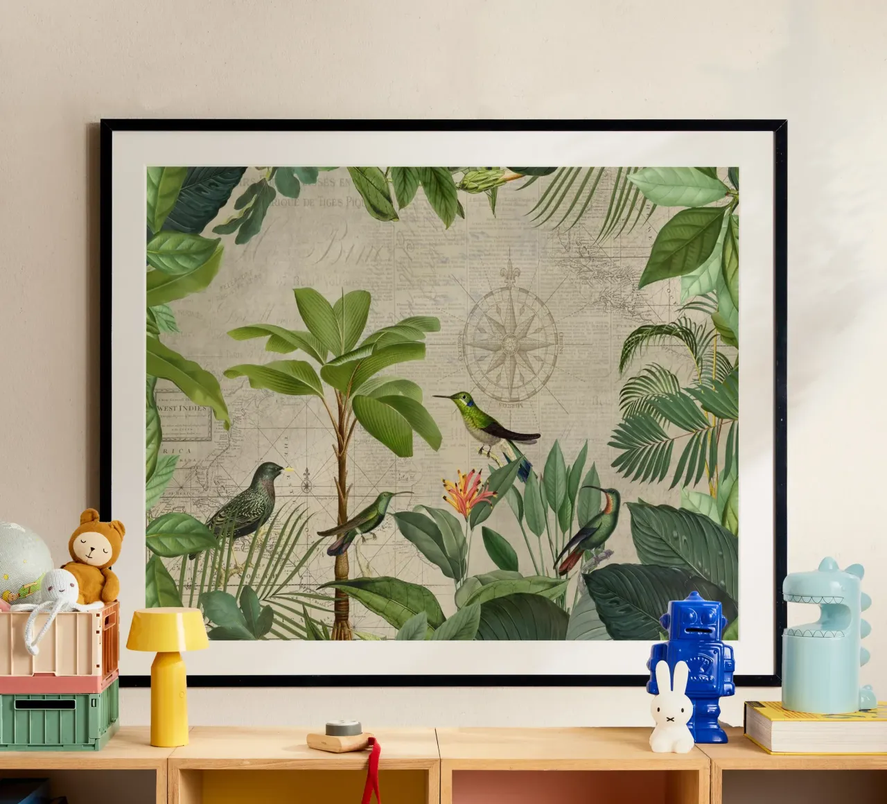 Colibrì verde paradiso tropicale poster con telaio in plastica da Andrea Haase Vintage World